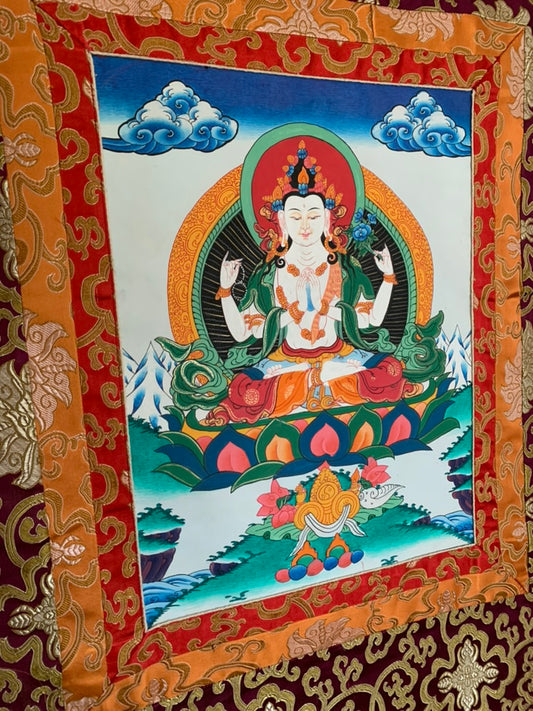 Four Armed Chenrezig Avalokiteshvara Thangka